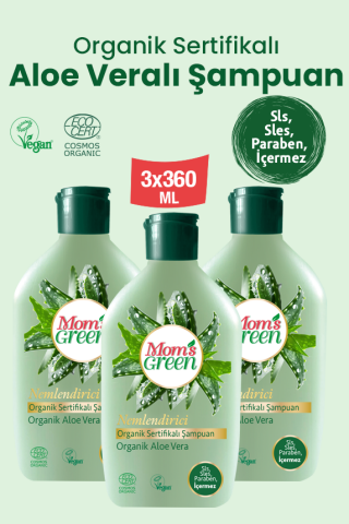 3'lü Set Mom's Green Organik Aloeveralı Şampuan EcoCosmos (360 ml x 3 Adet)