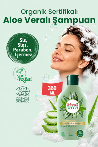3'lü Set Mom's Green Organik Aloeveralı Şampuan EcoCosmos (360 ml x 3 Adet)