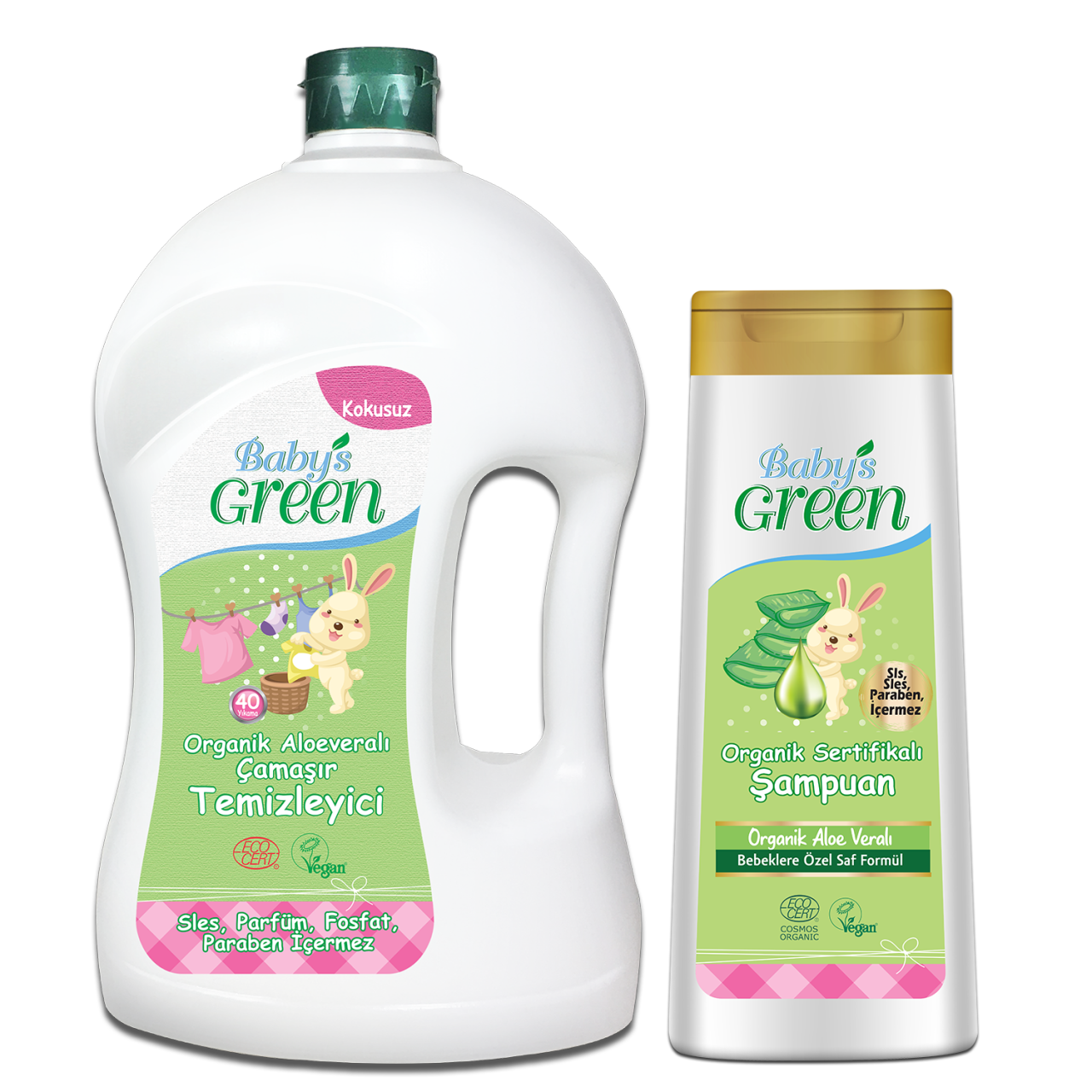 2'li Set Organik Aloeveralı Bebek Çamaşır Temizleyici 1,5 Litre ve Organik Bebek Şampuanı 400 ml