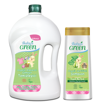 2'li Set Organik Aloeveralı Bebek Çamaşır Temizleyici 1,5 Litre ve Organik Bebek Şampuanı 400 ml