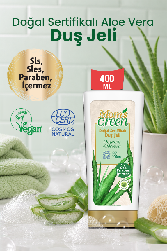3'lü Set Organik Aloeveralı Doğal Sertifikalı Duş Jeli (400 ml x 3 Adet)