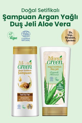 2'li Set Doğal Argan Yağlı Şampuan ve Doğal Sertifikalı Aloeveralı Duş Jeli  (400 ml x 2 Adet)