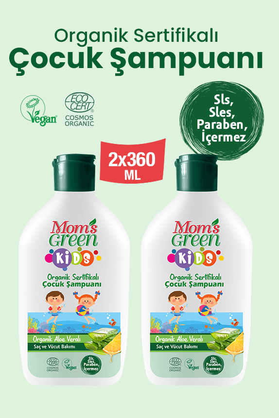 2 'li Set Organik Aloeveralı  Çocuk Saç ve Vücut Şampuanı (360 ml*2 Adet)