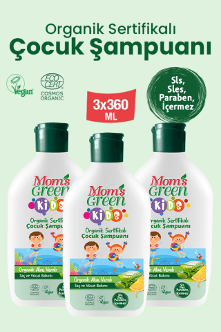 Organik Aloeveralı Çocuk Saç ve Vücut Şampuanı (360 ml x 3 Adet)
