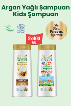2'li Set Organik Aloeveralı Çocuk Şampuanı ve Argan Yağlı Şampuan (400 ml x 2 Adet)