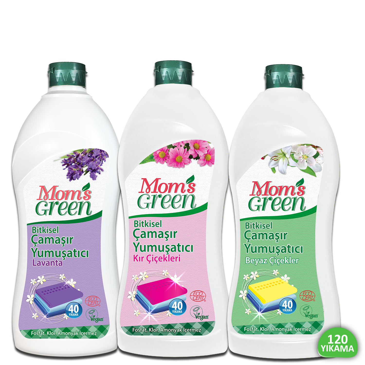 3'lü Set Bitkisel Çamaşır Yumuşatıcı 750 ml - LAVANTA KIR ÇİÇEKLERİ BEYAZ ÇİÇEKLER ECO  120 Yıkama