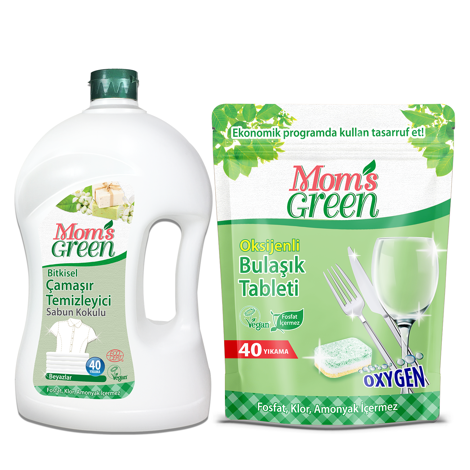 2'li Set Sabun Kokulu Bitkisel Çamaşır Temizleyici 1,5 Litre ve Oksijenli Bulaşık Tableti 40 Adet