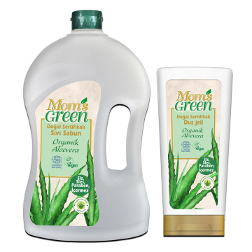 2'li Set Mom’s Green Doğal Sertifikalı  Sıvı Sabun - Organik Aloeveralı 1.5 lt +  Organik  Aloeveralı Duş Jeli