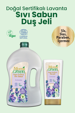 Doğal Sertifikalı Lavantalı Sıvı Sabun 1,5 Litre ve Duş Jeli 400 ml