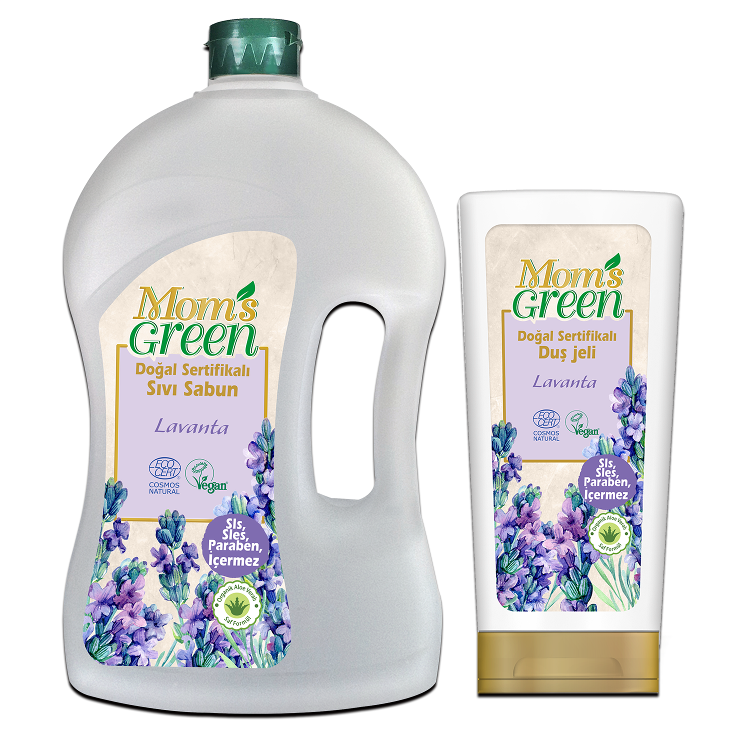 2'li Set Mom's Green Doğal Sertifikalı Sıvı Sabun - Lavanta 1.5 Lt + Duş Jeli 400 ml  EcoCosmos