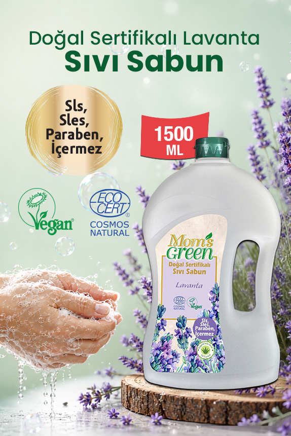 Doğal Sertifikalı Lavantalı Sıvı Sabun 1,5 Litre ve Duş Jeli 400 ml