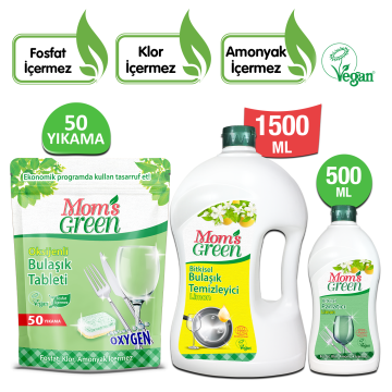 3'lü Set Oksijenli Bulaşık Makinesi Tableti - 1,5 Litre Elde Bulaşık Temizleyici Limon - Parlatıcı Limon
