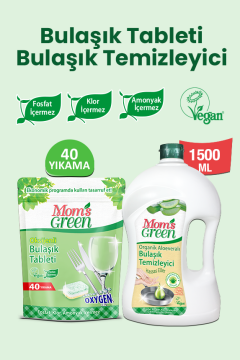 2'li Set Oksijenli Bulaşık Makinesi Tableti ve Organik Aloeveralı Bulaşık Temizleyici 1,5 Litre