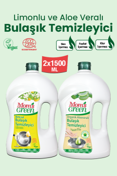2'li Set Organik Aloeveralı Bulaşık Deterjanı ve Limonlu Bulaşık Deterjanı (1,5 Litre x 2 Adet)