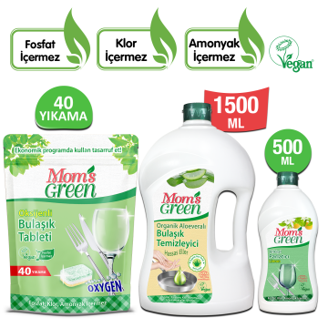3'lü Set Oksijenli Bulaşık Makinesi Tableti - 1,5 Litre Elde Bulaşık Temizleyici Aloevera- Parlatıcı Limon