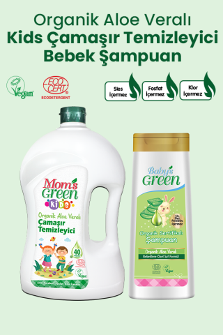 2'li Set Organik Aloeveralı Çocuk Çamaşır Temizleyici 1,5 Litre ve Organik Bebek Şampuanı 400 ml