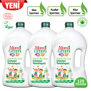 3'lü Set- Mom's Green Çocuk Organik Çamaşır Temizleyici 1500 ml x 3 Adet ( 120 YIKAMA )