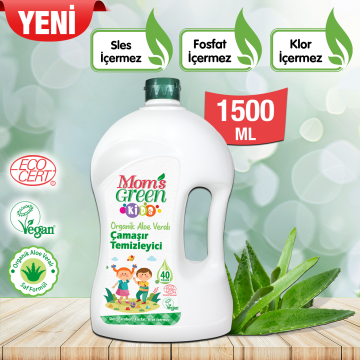 3'lü Set-Mom's Green Çocuklar+Renkliler+Beyazlar İçin Çamaşır Temizleyici 1500 ml x 3 Adet (120 Yıkama)