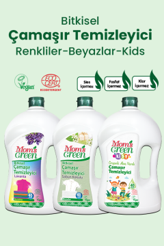 3'lü Set Çocuk- Renkliler ve Beyazlar İçin Bitkisel Çamaşır Temizleyici (1,5 Litre x 3 Adet)