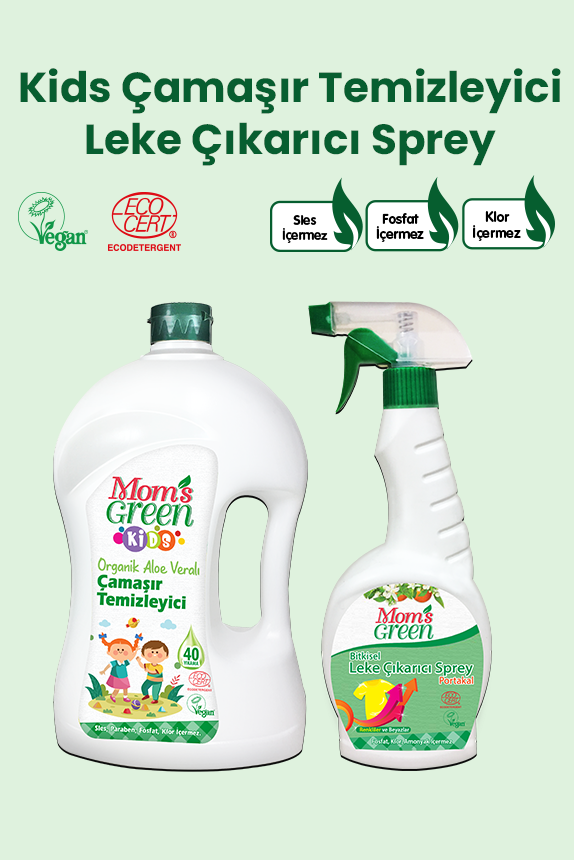 2'li Set- Organik Aloeveralı Çocuk Çamaşır Temizleyici 1,5 Litre ve Bitkisel Leke Çıkarıcı 750 ml
