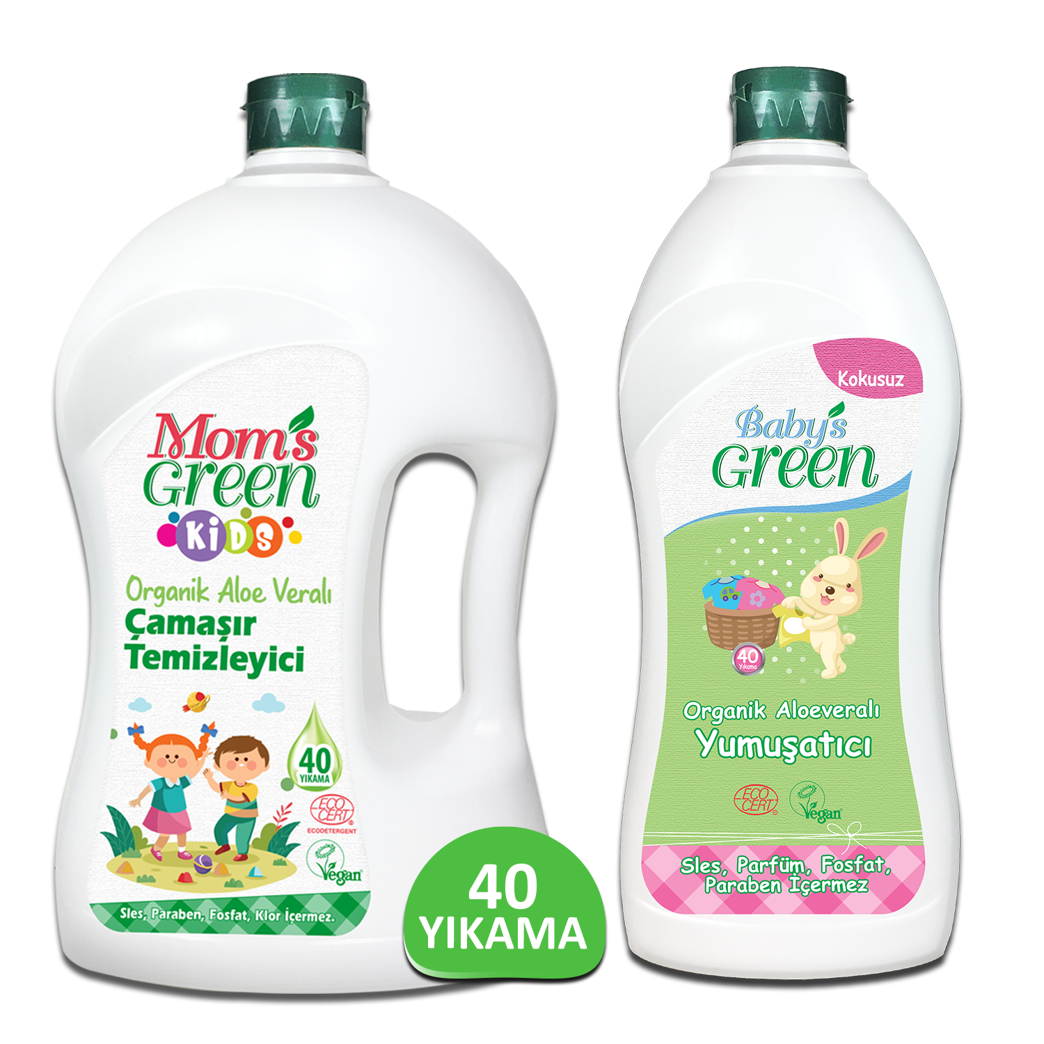 2'li Set Organik Aloeveralı Çocuk Çamaşır Temizleyici 1,5 Litre ve Organik Aloeveralı Bebek Çamaşır Yumuşatıcı 750 ml