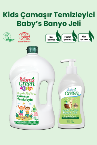 2'li Set- Organik Aloeveralı Çocuk Çamaşır Temizleyici 1,5 Litre ve Bebek Banyo Jeli 500 ml
