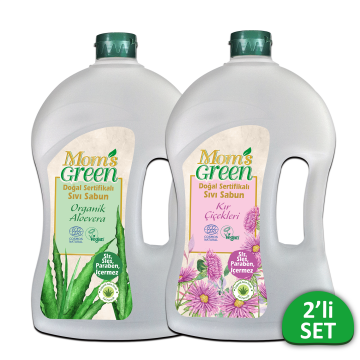 2'li Set Mom's Green Doğal Sertifikalı Sıvı Sabun-Aloevera ve Kır Çiçekleri (1.5 Lt x 2 Adet) EcoCosmos