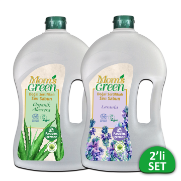 2'li Set Mom's Green Doğal Sertifikalı Sıvı Sabun-Aloevera ve Lavanta (1.5 Lt x 2 Adet) EcoCosmos