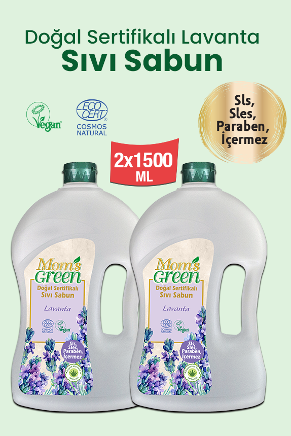 2'li Set Doğal Sertifikalı Sıvı Sabun - Lavanta (1500 ml x 2 Adet) EcoCosmos