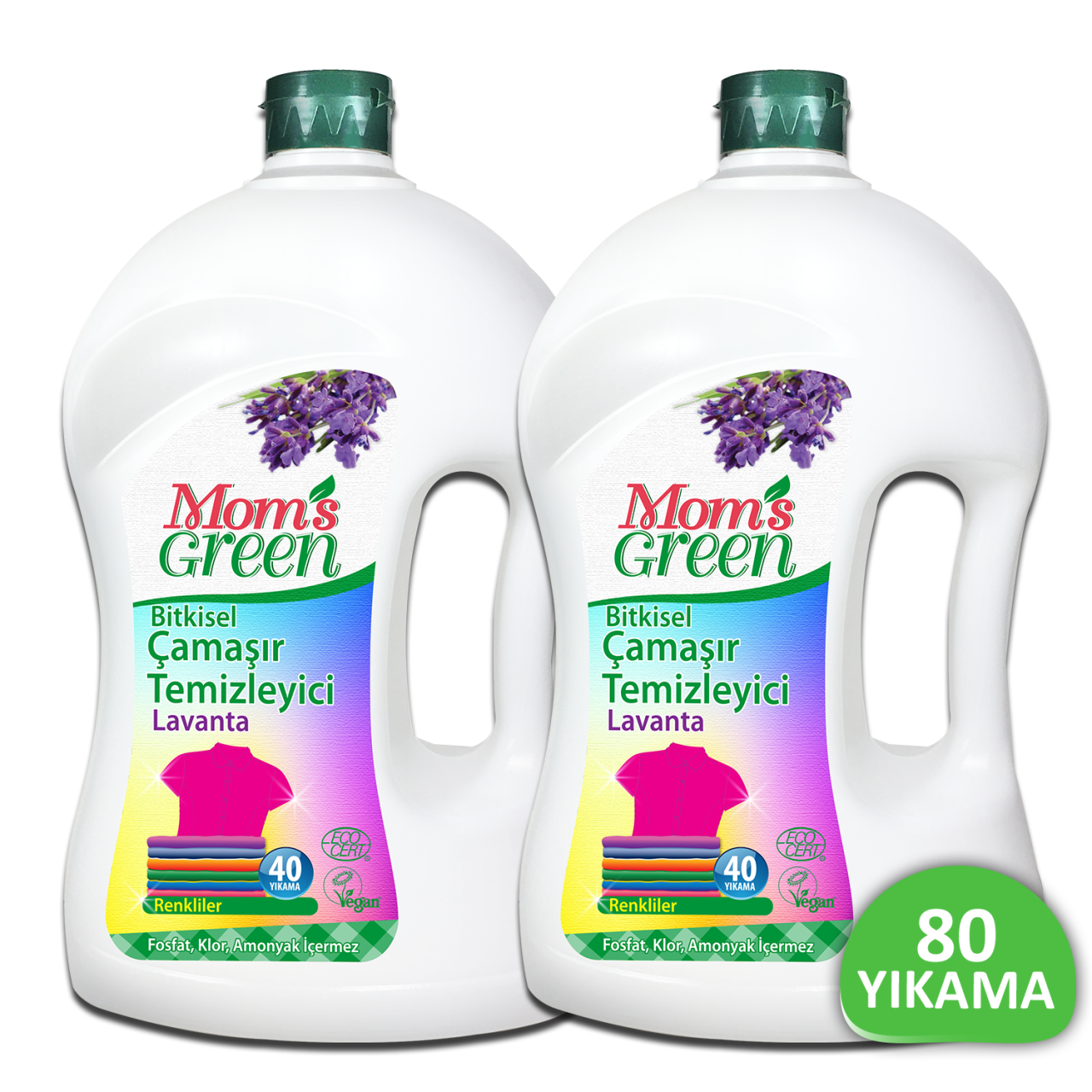 2'li Set Bitkisel Çamaşır Temizleyici Renkliler İçin Lavantalı (1,5 Litre x 2 Adet ) - 80 Yıkama