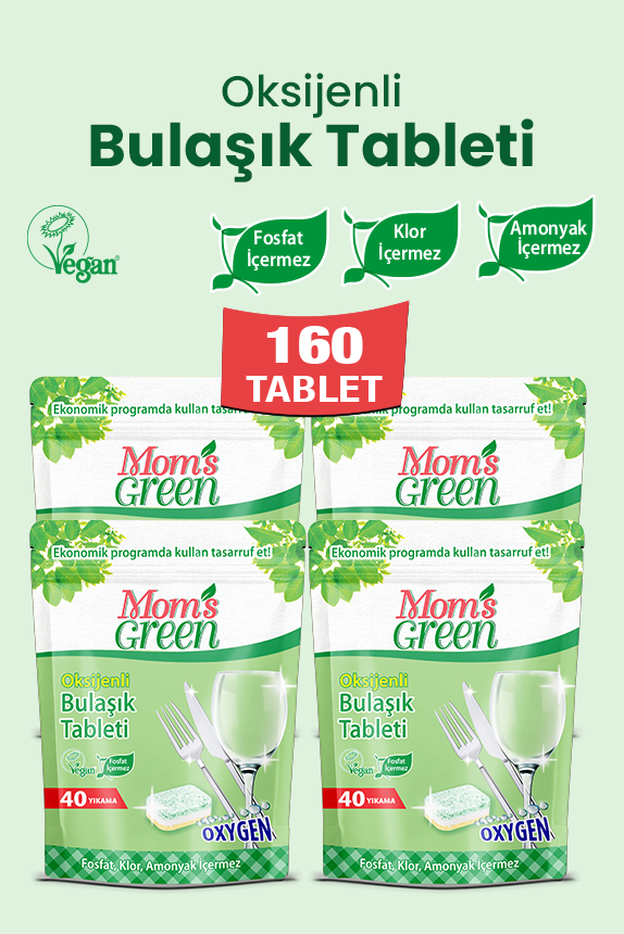 4'lü Set Oksijenli Bulaşık Makinesi Tableti 160 Tablet